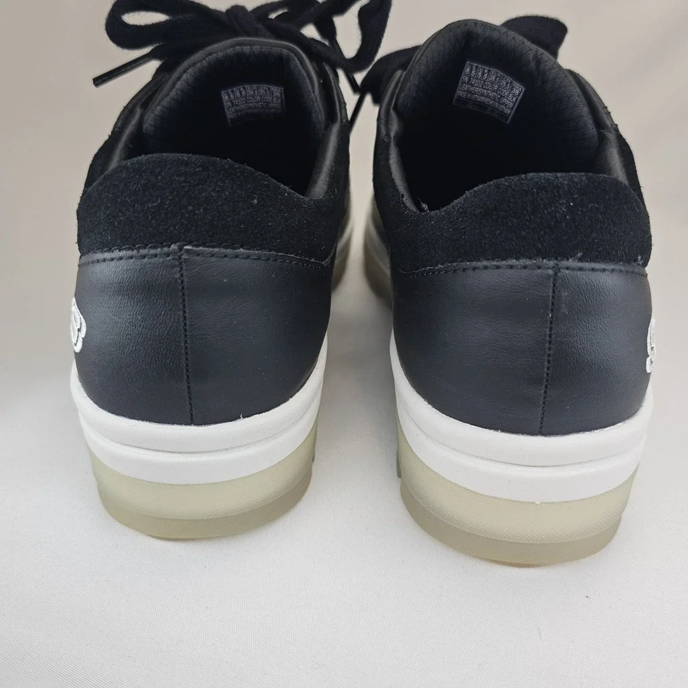 Skechers Black Leather Lace Up Sneakers Thick Midsole Air‎ Cooled Memory Foam